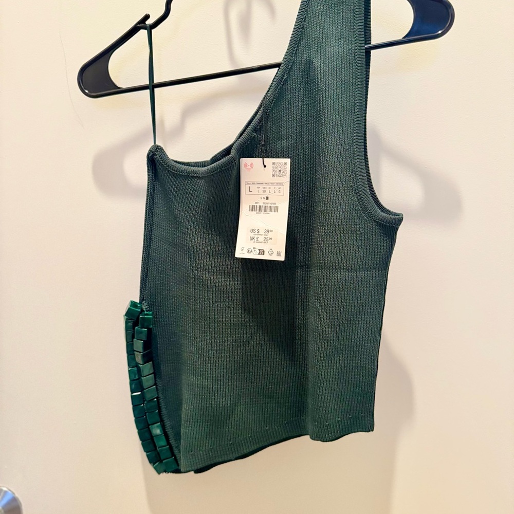 Zara Blue Asymmetrical Sleeveless Tank Top